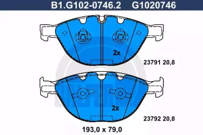 B1.G102-0746.2 GALFER Комплект тормозных колодок, дисковый тормоз