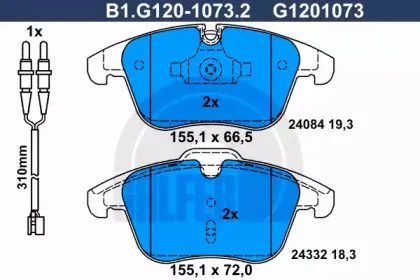 B1.G120-1073.2 GALFER Комплект тормозных колодок, дисковый тормоз