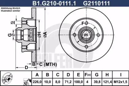 B1.G210-0111.1 GALFER Тормозной диск