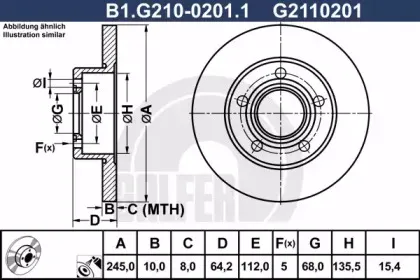 B1.G210-0201.1 GALFER Тормозной диск