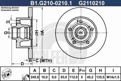 B1.G210-0210.1 GALFER Тормозной диск