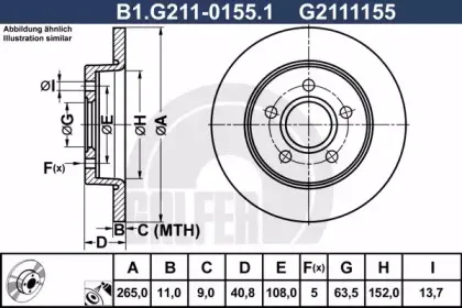 B1.G211-0155.1 GALFER Тормозной диск