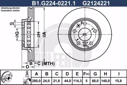 B1.G224-0221.1 GALFER Тормозной диск
