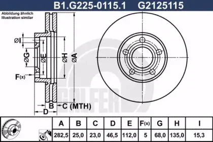 B1.G225-0115.1 GALFER Тормозной диск