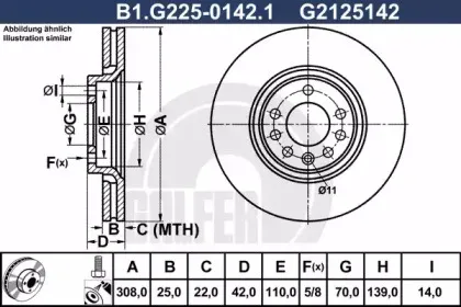 B1.G225-0142.1 GALFER Тормозной диск