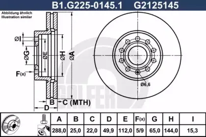 B1.G225-0145.1 GALFER Тормозной диск