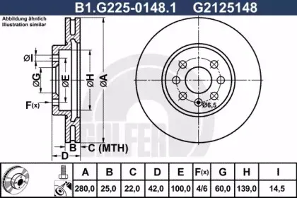 B1.G225-0148.1 GALFER Тормозной диск