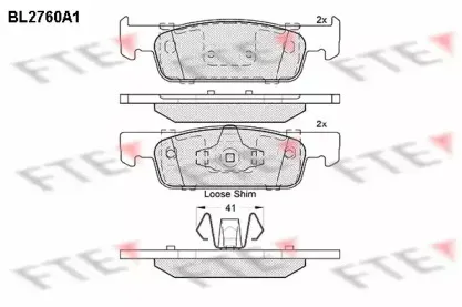 BL2760A1 FTE Комплект тормозных колодок, дисковый тормоз
