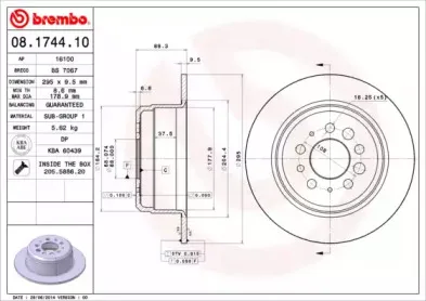 08.1744.10 BREMBO Тормозной диск
