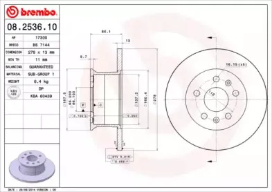 08.2536.10 BREMBO Тормозной диск