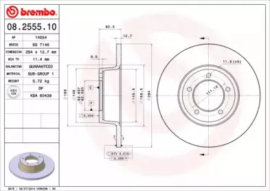 08.2555.10 BREMBO Тормозной диск