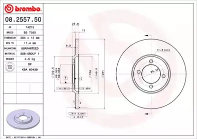 08.2557.50 BREMBO Тормозной диск