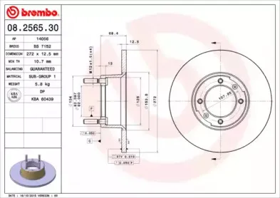 08.2565.30 BREMBO Тормозной диск