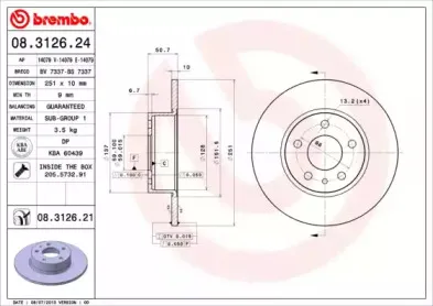 08.3126.24 BREMBO Тормозной диск