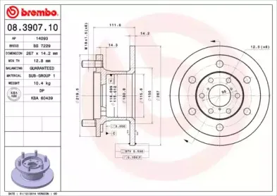 08.3907.10 BREMBO Тормозной диск