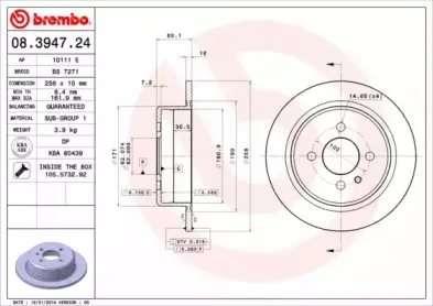 08.3947.24 BREMBO Тормозной диск