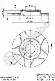 08.4177.75 BREMBO Тормозной диск