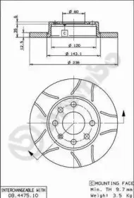 08.4475.75 BREMBO Тормозной диск