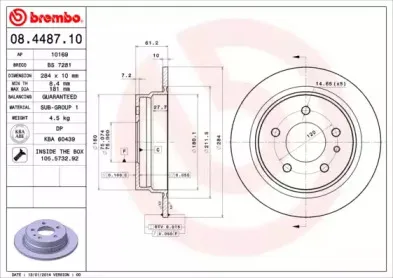 08.4487.10 BREMBO Тормозной диск