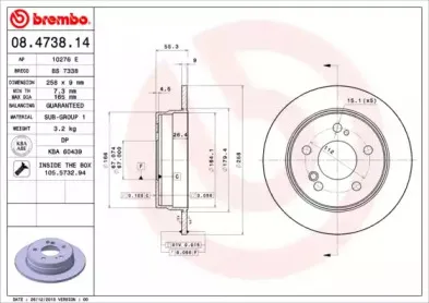 08.4738.14 BREMBO Тормозной диск