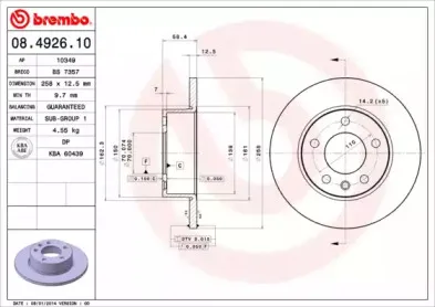 08.4926.10 BREMBO Тормозной диск