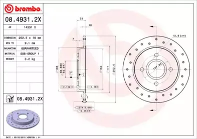 08.4931.2X BREMBO Тормозной диск