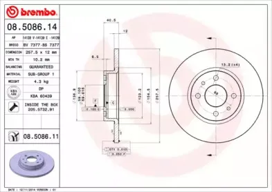 08.5086.14 BREMBO Тормозной диск
