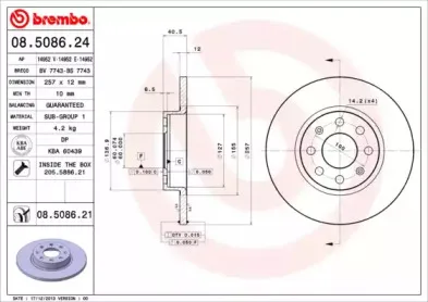 08.5086.24 BREMBO Тормозной диск