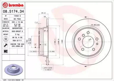 08.5174.34 BREMBO Тормозной диск
