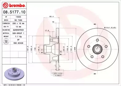 08.5177.10 BREMBO Тормозной диск