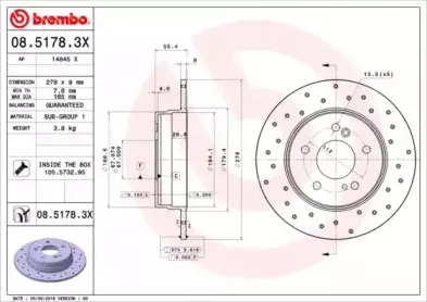 08.5178.3X BREMBO Тормозной диск