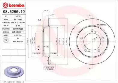 08.5266.10 BREMBO Тормозной диск