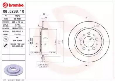 08.5288.10 BREMBO Тормозной диск