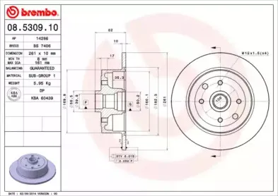 08.5309.10 BREMBO Тормозной диск