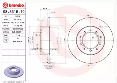 08.5316.10 BREMBO Тормозной диск