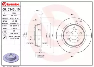 08.5346.10 BREMBO Тормозной диск