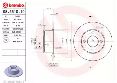 08.5510.10 BREMBO Тормозной диск