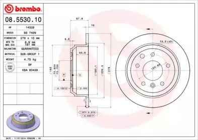 08.5530.10 BREMBO Тормозной диск