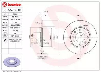 08.5573.10 BREMBO Тормозной диск
