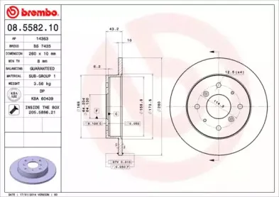08.5582.10 BREMBO Тормозной диск