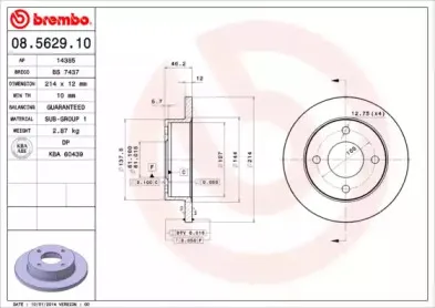 08.5629.10 BREMBO Тормозной диск