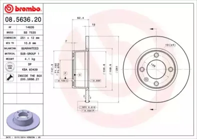 08.5636.20 BREMBO Тормозной диск