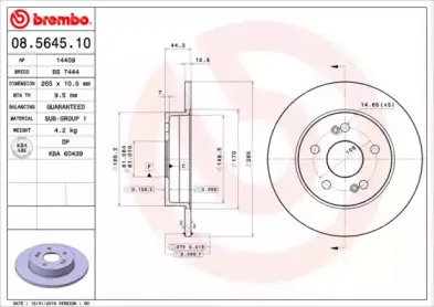 08.5645.10 BREMBO Тормозной диск