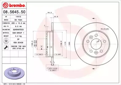 08.5645.50 BREMBO Тормозной диск