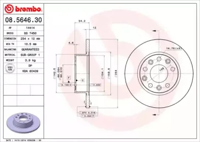 08.5646.30 BREMBO Тормозной диск