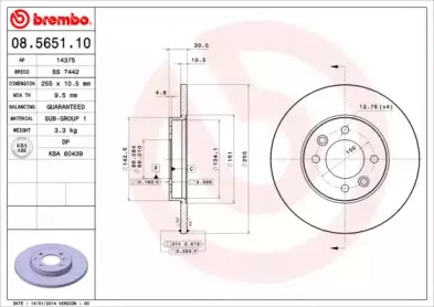 08.5651.10 BREMBO Тормозной диск