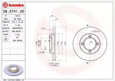 08.5741.20 BREMBO Тормозной диск