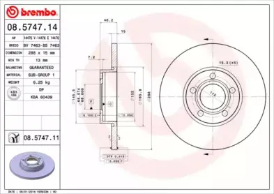 08.5747.14 BREMBO Тормозной диск