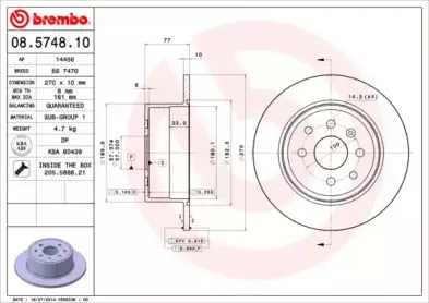 08.5748.10 BREMBO Тормозной диск