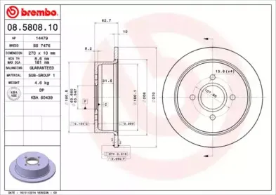 08.5808.10 BREMBO Тормозной диск